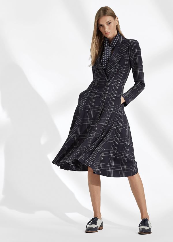 Women's Ralph Lauren Zoie Plaid Wool Day Dresses | 216574EKT